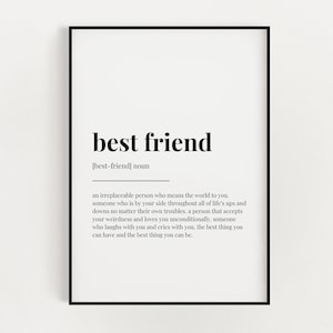 BESTE FREUNDE DEFINITION Bedeutung | Druckbare Wandkunst | Bester Freund Geschenk | Digitaler Download Druck