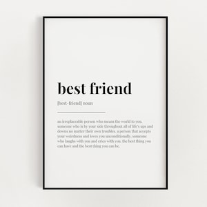 BEST FRIEND DEFINITION Meaning Printable Wall Art Best Friend Gift Digital Download Print image 1