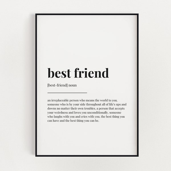 BEST FRIEND DEFINITION Meaning | Printable Wall Art | Best Friend Gift | Digital Download Print