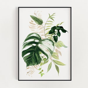 Botanische Wandkunst, druckbare Wandkunst, Aquarell Pflanzen, Botanische Drucke, Tropische Drucke, Sofort Download, digitaler Download