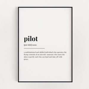 PILOT DEFINITION PRINT | Wydruk ścienny | Wydruk pilota | Wydruk definicji | Wydruk cytatu | Prezent dla pilota | Dekoracja ścienna