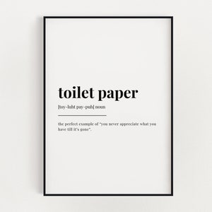 TOILET PAPER DEFINITION Print | Wall Art Print | Toilet Paper Print | Definition Print | Quote Print
