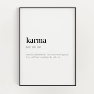 KARMA DEFINITION PRINT | Wall Art Print | Karma Print | Definition Print | Quote Print | Home Decor