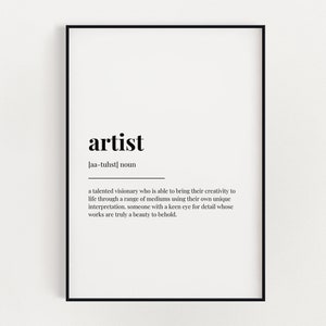 ARTISTE SIGNIFICATION IMPRIMER | Art mural imprimable | Cadeau pour artiste | Définition Imprimer | Impression de devis | Impression de téléchargement numérique