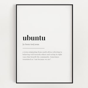 SIGNIFICATO DELLA DEFINIZIONE UBUNTU / Arte da parete stampabile / Stampa con download digitale / Arredamento per la casa