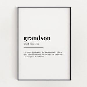 GRANDSON DEFINITION PRINT | Wall Art Print | Gift For Grandson | Definition Print | Quote Print