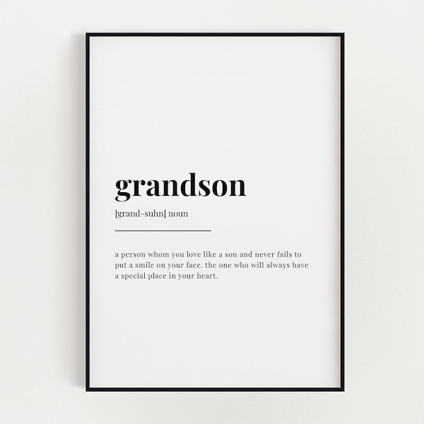 GRANDSON DEFINITION PRINT | Wall Art Print | Gift For Grandson | Definition Print | Quote Print