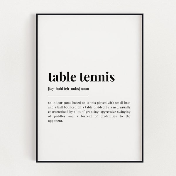 TABLE TENNIS DEFINITION Meaning | Instant Download | Printable Wall Art | Table Tennis Print | Digital Download Print | Quote Print