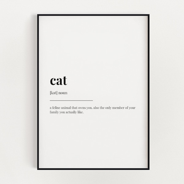 CAT MEANING PRINT | Printable Wall Art | Gift For Cat Lover | Definition Print | Quote Print | Digital Download Print
