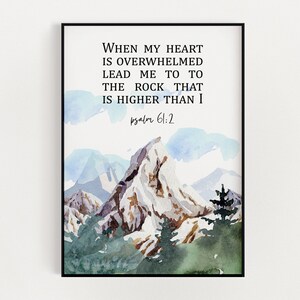 PSALM 61:2, Printable Scripture Wall Art, Digital Download, Christian Home Décor, Bible Verse Wall Art, Instant Download