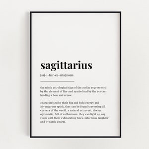 SAGITTARIUS DEFINITION PRINT, Sagittarius Print, Gift for Sagittarius, Zodiac Sign, Astrology Gifts, Typography Print, Quote Wall Art