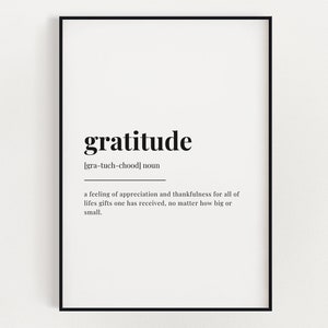 GRATITUDE DEFINITION MEANING | Printable Wall Art | Gratitude Print | Digital Download Print