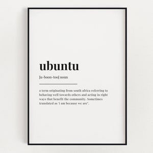 UBUNTU DEFINITION PRINT Wall Art Print Ubuntu Print Definition Print Quote Print image 1