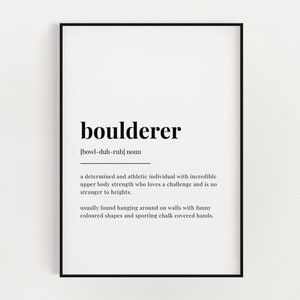 BOULDERER DEFINITION MEANING | Printable Wall Art | Gift For Boulderer | Digital Download Print