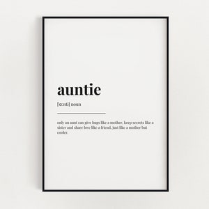 AUNTIE DEFINITION MEANING | Printable Wall Art | Auntie Gift | Digital Download Print