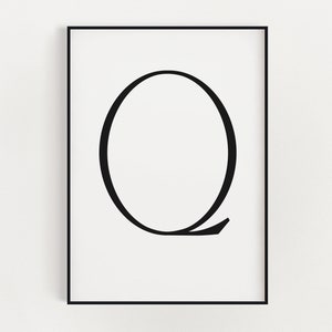 Impressão da letra Q | Decoração de parede com tipografia da letra Q | Impressão de arte de parede da letra Q | Decoração para casa | Monograma da letra Q | Impressão das iniciais da letra Y