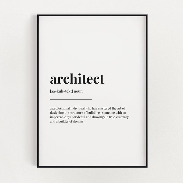 ARCHITECT DEFINITION PRINT | Wall Art Print | Architect Print | Definition Print | Quote Print | Gift for Architect