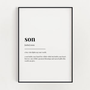 SON DEFINITION PRINT | Wall Art Print | Definition Print | Quote Print
