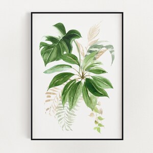 Botanische Wandkunst, druckbare Wandkunst, Aquarell Pflanzen, Botanische Drucke, Tropische Drucke, Sofort Download, digitaler Download