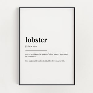 LOBSTER DEFINITION PRINT | Wall Art Print | Lobster Print | Definition Print | Quote Print