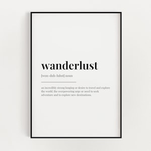 WANDERLUST DEFINITION PRINT | Wall Art Print | Definition Print | Quote Print