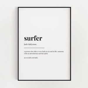 SURFER DEFINITION PRINT | Digital Download | Printable Wall Art | Definition Print | Home Décor | Gift for Surfer