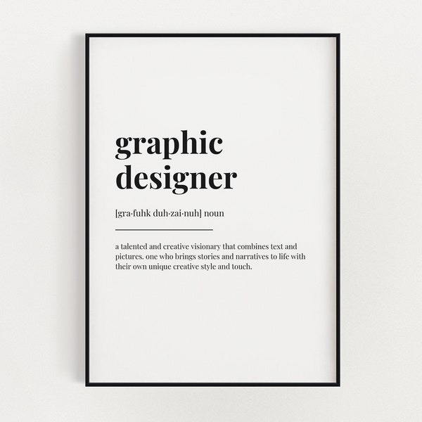 GRAPHIC DESIGNER DEFINITION Print | Digital Download | Printable Wall Art | Definition Print | Home Décor | Gift for graphic designer