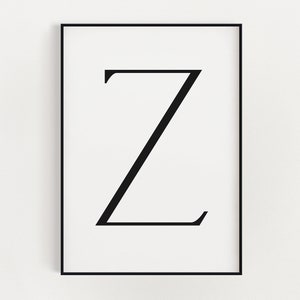 Tipografia Letra Z | Decoração de parede | impressão de arte de parede da letra Z | Decoração de casa | Monograma da letra Z | arte da parede da letra Z Pôster | Impressão de iniciais