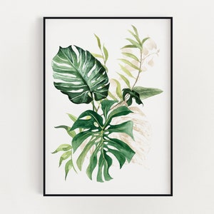 Druckbare botanische Wandkunst, Aquarell Pflanzen, botanische Drucke, tropische Drucke, Sofort Download