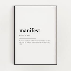MANIFEST DEFINITION PRINT | Wall Art Print | Manifest Print | Definition Print | Quote Print