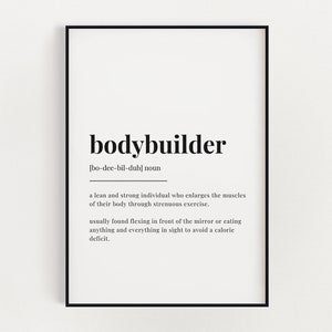BODYBUILDER DEFINITION MEANING | Printable Wall Art | Bodybuilder Print | Definition Print | Bodybuilder Gift | Digital Download Print