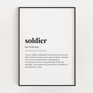 SOLDIER DEFINITION PRINT | Wall Art Print | Gift For Soldier | Definition Print | Quote Print