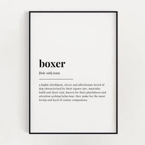 BOXER DOG BREED Definition Print | Wall Art Print | Boxer Dog Print | Definition Print | Quote Print | Dog Lover Print | Dog Lover Gifts