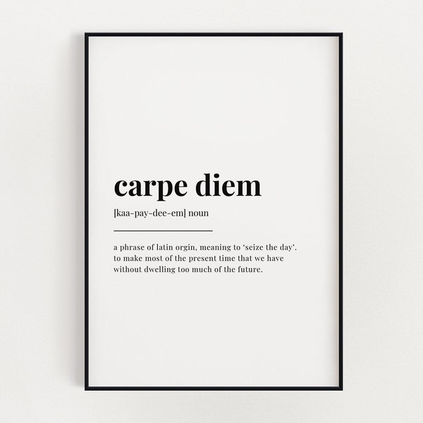 CARPE DIEM DEFINITION Print | Wall Art Print | Carpe Diem Print | Definition Print | Quote Print