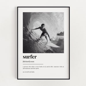PERSONALISED SURFER DEFINITION Print | Wall Art Print | Surfer Gift | Surfer Print | Definition Print | Quote Print | Custom Gift With Photo
