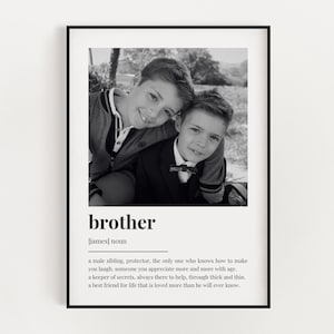 PERSONALISED BROTHER DEFINITION Print | Wall Art Print | Brother Gift | Brother Print | Definition Photo Print | Custom Gift With Photo