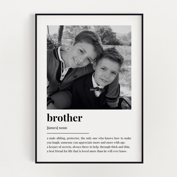 PERSONALIZED BROTHER DEFINITION Druck | Wand Kunstdruck | Bruder Geschenk | Brother Druck | Definition Fotodruck | Personalisiertes Geschenk mit Foto