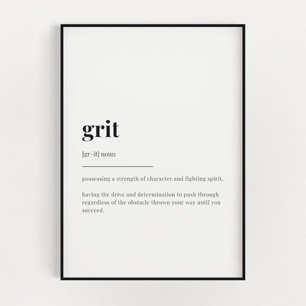 GRIT DEFINITION PRINT | Digitaler Download | Druckbare Wandkunst | Definition Druck | Wohndekor