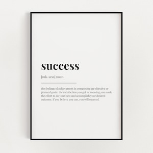 SUCCESS DEFINITION PRINT | Wall Art Print | Success Print | Definition Print | Quote Print