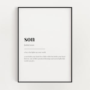 SON DEFINITION PRINT | Printable Wall Art | Instant Download | Definition Print | Wall Decor