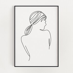 FEMININE LINE DRAWING Printable Wall Art | One Line Drawing | Instant Download | Black and White Art | Abstract Line Art
