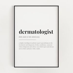 DERMATOLOGIST DEFINITION PRINT, Wall Art Print, Quote Wall Art, Office Wall Art, Medical Student Gift, Gift For Dermatologist, Gift For Her