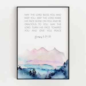 NUMBERS 6:24 - 26, Printable Scripture Wall Art, Digital Download, Christian Home Décor, Bible Verse Wall Art, Instant Download