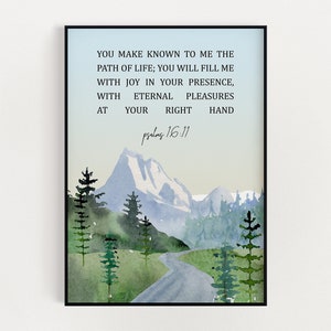PSALM 16:11, Printable Scripture Wall Art, Digital Download, Christian Home Décor, Watercolour Print, Bible Verse Wall Art, Instant Download