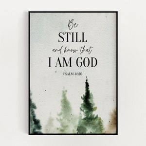 PSALM 46:10, Printable Scripture Wall Art, Digital Download, Christian Home Décor, Watercolour Print, Bible Verse Wall Art, Instant Download