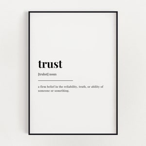 TRUST DEFINITION PRINT, Wall Art Print, Quote Wall Art, Definition Print, Home Decoration, Motivational Wall Art, Inspirational Wall Art