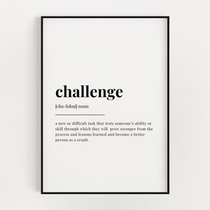 CHALLENGE DEFINITION MEANING | Digital Download | Printable Wall Art | Definition Print | Home Decor | Office Decor
