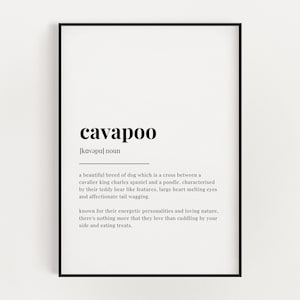 CAVAPOO DEFINITION PRINT, Wall Art Print, Definition Print, Quote Wall Art, Dog Lover Gift, Dog Mom Gifts, Typography Print, Dog Wall Art