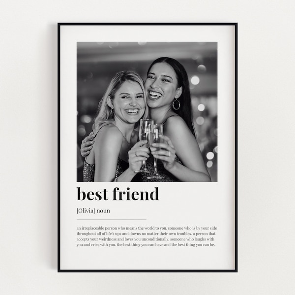 PERSONALISED BEST FRIEND Definition Print, Wall Art Print, Best Friend Gift, Photo Definition Print, Quote Print, Custom Gift With Photo