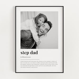 PERSONALISED STEP DAD Definition Print, Wall Art Print, Step Dad Gift, Step Dad Print, Photo Definition Print, Custom Gift With Photo image 1